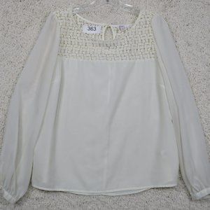 Candie's* Women's Long‎ Sleeve Pull Over Boat Neck Blouse XL~ Cream Color